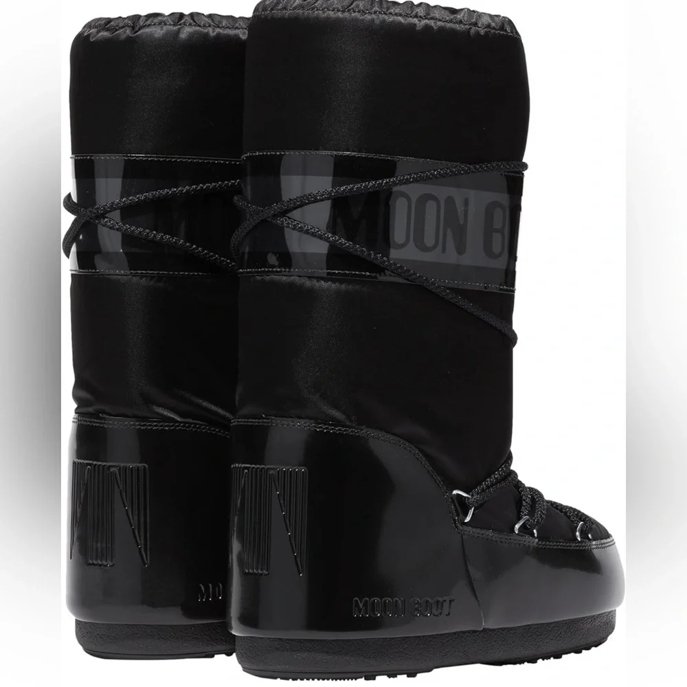 Moon Boots - Black Icon Glance Unisex Boots Size EU 39 - EU 41 (fits US 8- 9.5) - Picture 2 of 12